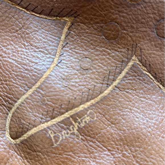 Vintage Brighton Tan & Navy Leather Anchor Lined Crossbody Starfish Bag - Picture 12 of 13